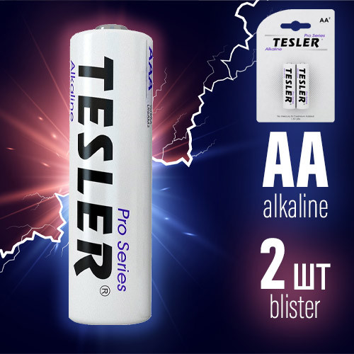 Лужні пальчикові батарейки алкалінові Tesler Alkaline - AA, LR6, 2 шт