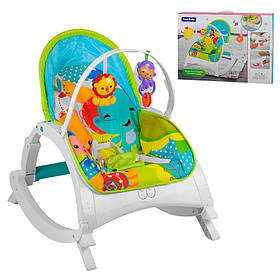 Дитячий шезлонг-гойдалка (вібрація, музика, 2 іграшки) Fitch Baby 88954