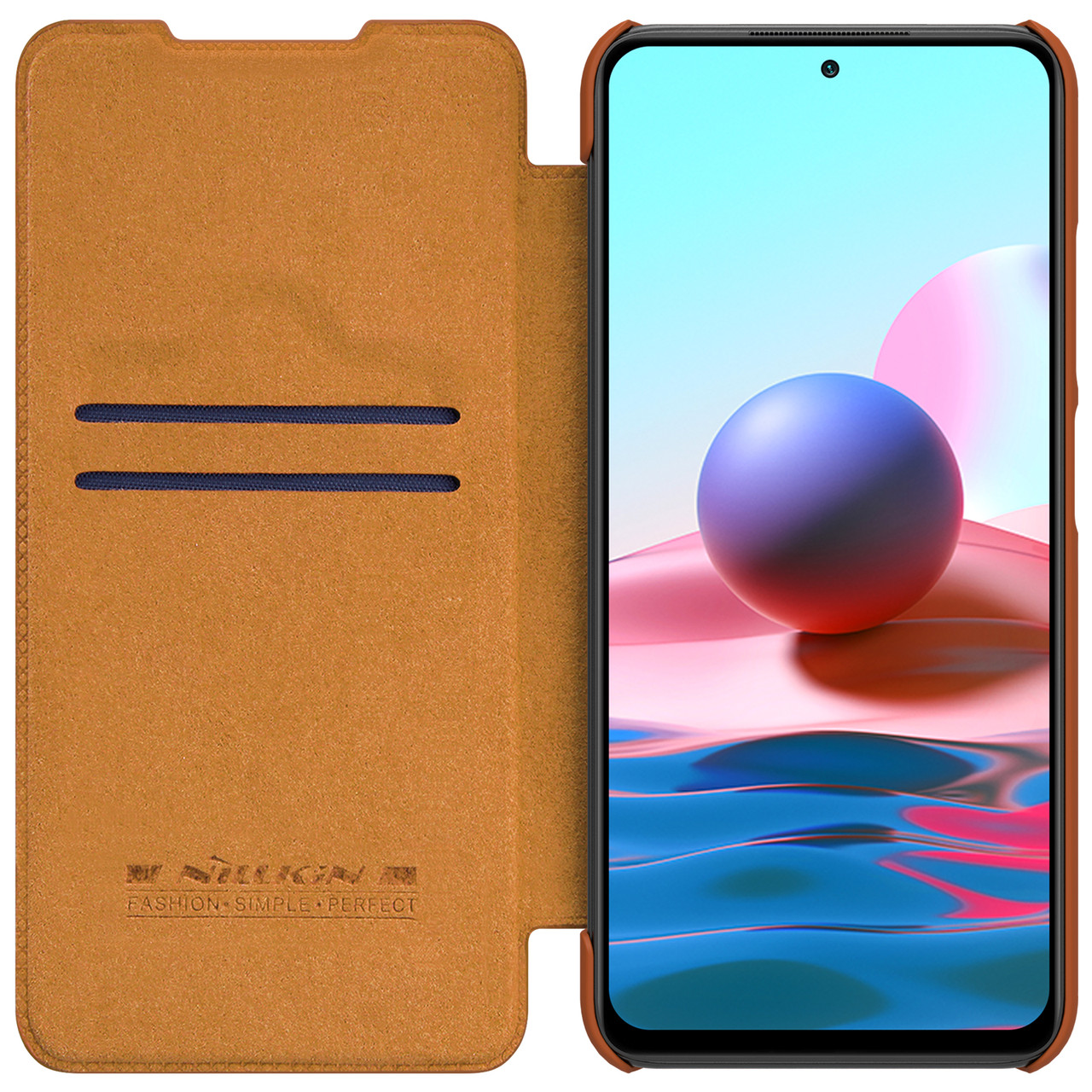 Захисний чохол-книжка Nillkin для Xiaomi Redmi Note 10 5G / Poco M3 Pro Qin leather case Brown Коричневий