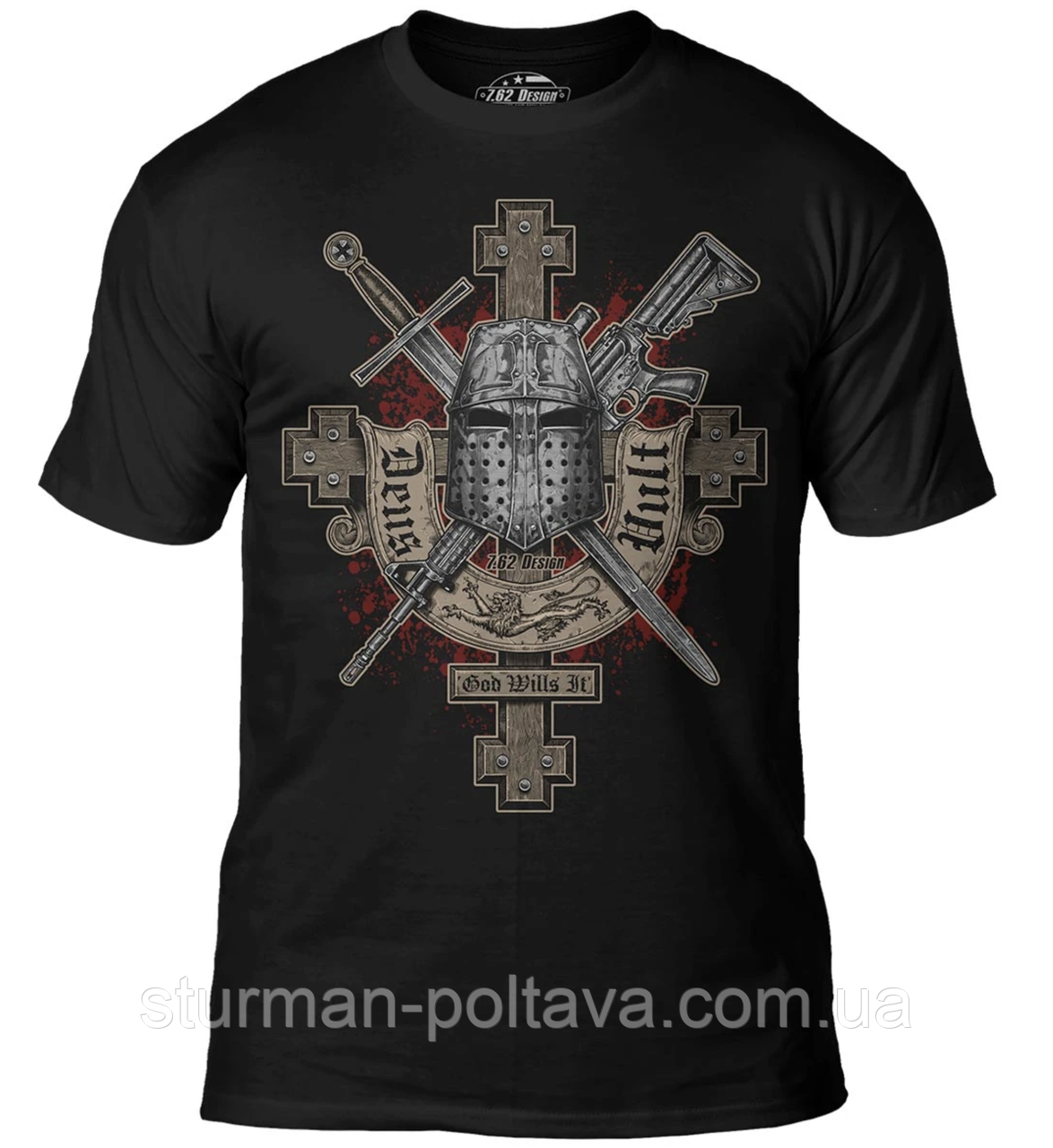 Футболка чоловіча патріотична мілітарі 7.62 Design Deus Vult Цього хоче Бог 7.62 Design Premium men's