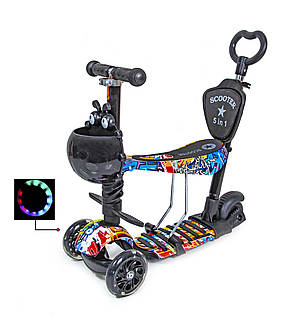 Самокат Scooter Graffiti 5in1 з малюнком, фото 2