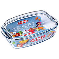 Гусятница Pyrex 6,5л жаропрочое стекло, Усятница из стекла с крышкой, Гусятница жаропрочная из стекла