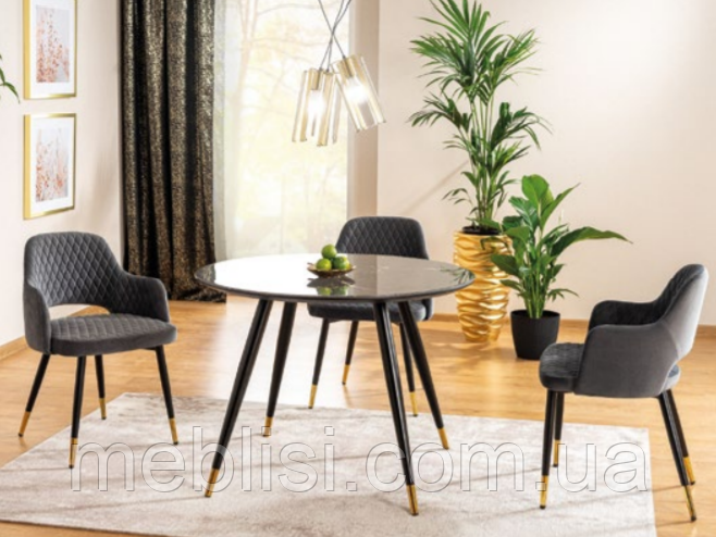 Стіл CYRYL II чорний ефект каменю 100х100х76 (Signal), фото 1