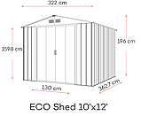 Сарай металевий ECO 362,7x322x196 см сірий з білим, фото 8