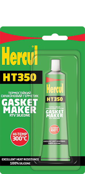 Термостійкий силіконовий герметик HERCUL HT350 GASKET MAKER червоний 50 мл
