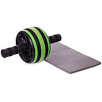 Колесо-ролик для преса тренажер з килимком FI-2540 зелений-чорний