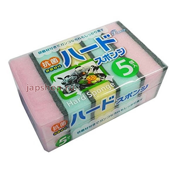 "AJWA" Губка для миття посуду з абразивним шаром (жорстка),5 шт.(126177)