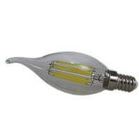 Лампа LED свічка на вітрі АВаТар прозора колба 6w E14 білий світ
