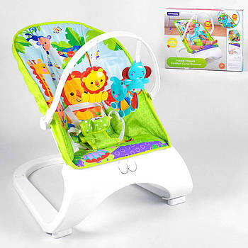 Дитячий шезлонг (вібрація, музика, 2 іграшки) Fitch Baby 88929
