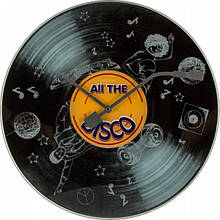 Годинник настінний круглий у вигляді вінілової платівки "All the Disco" Ø43 см