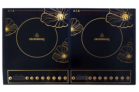 Плита двухкомфорочная електрична плита Crownberg Cb-1328 настільна індукційна 2000 W, фото 1