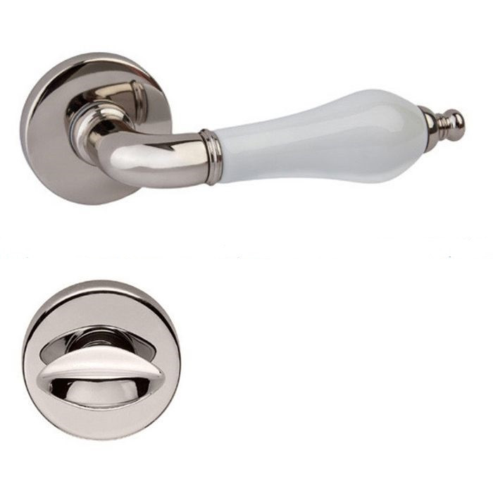 Ручка DND by Martinelli MONICA 467/12T-ONV+P1 полірований нікель + біла порцеляна під WC, фото 1