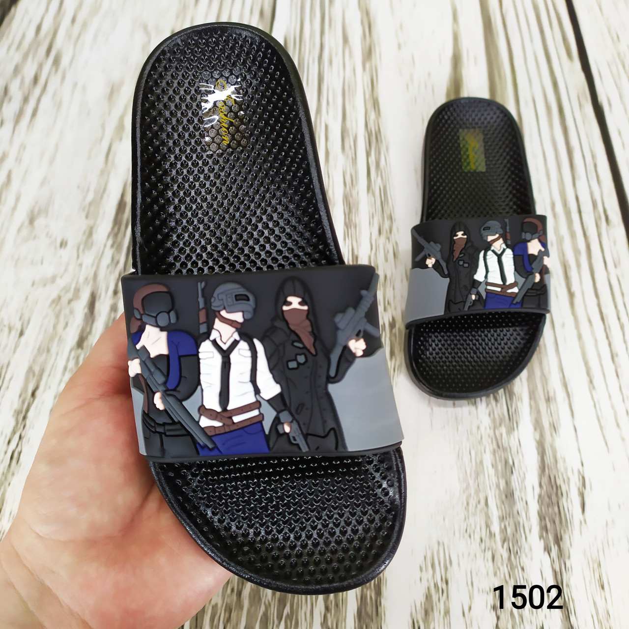 Модні дитячі шльопанці сланці для хлопчика чорні