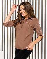 Рубашка / блуза / блузка арт. 828 золотые пуговицы/ цвет кофе с молоком