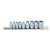 Набір насадок Torx (4 шт 1/4" 4 шт 3/8") з перехідником на планці 9 шт CrV Sigma 6086541