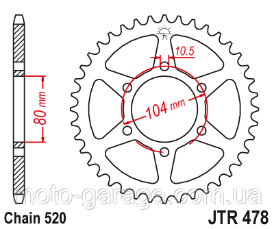 Зірка задня JT Sprockets JTR478.43, фото 1