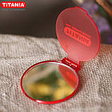 Дзеркало косметичне кишенькове червоне (6 см) у сумочку TITANIA art.1505L, фото 4