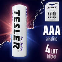 Алкалиновые батарейки ААА минипальчиковые (щелочные батарейки мизинчыковые) Tesler Alkaline - LR03, 4 шт