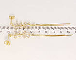 Сережки Xuping QQMM Позолота 14K пусети "Кристальні квіточки з ланцюжками", фото 3