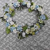 Штучна гірлянда з міксованих квітів (блакитний та зелений)