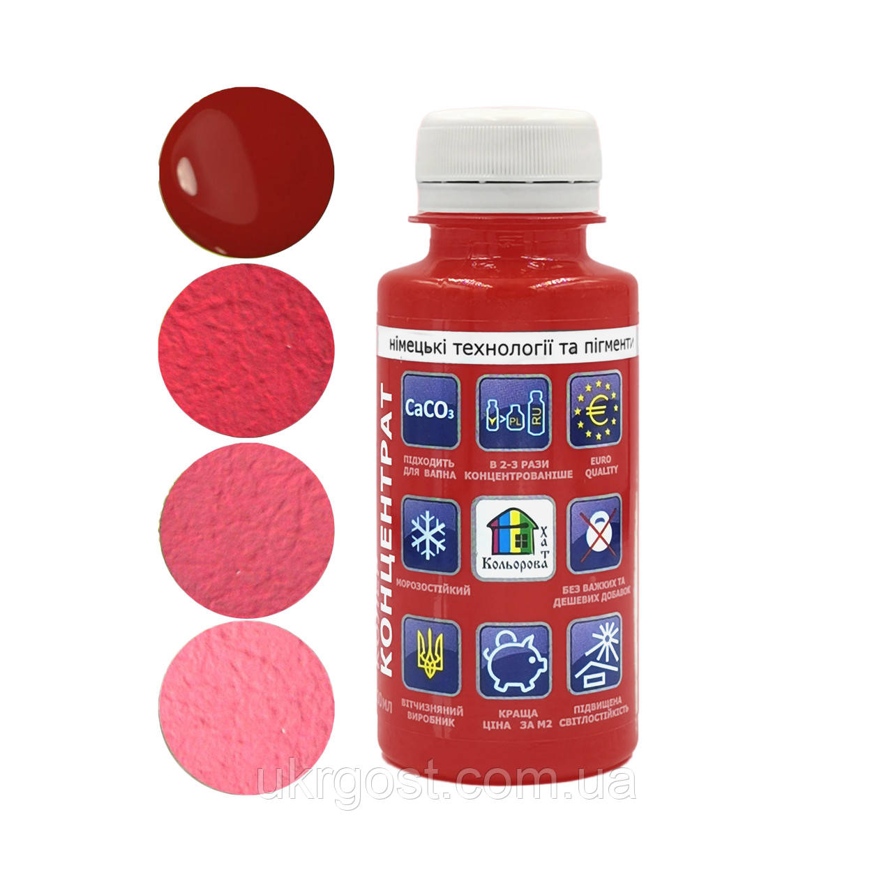 Колер-концентрат Кольорова Хата №07 Темно-Червоний Барвник для фарб 100 мл