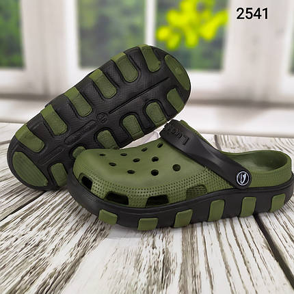 Сабо крокси підліткові для хлопчика хакі з чорними вставками 2541, фото 1