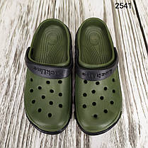 Сабо крокси підліткові для хлопчика хакі з чорними вставками 2541, фото 4