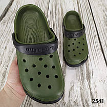 Сабо крокси підліткові для хлопчика хакі з чорними вставками 2541, фото 5