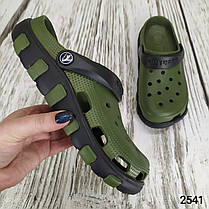 Сабо крокси підліткові для хлопчика хакі з чорними вставками 2541, фото 2