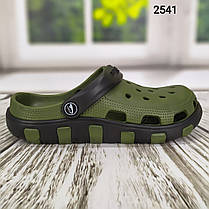 Сабо крокси підліткові для хлопчика хакі з чорними вставками 2541, фото 3