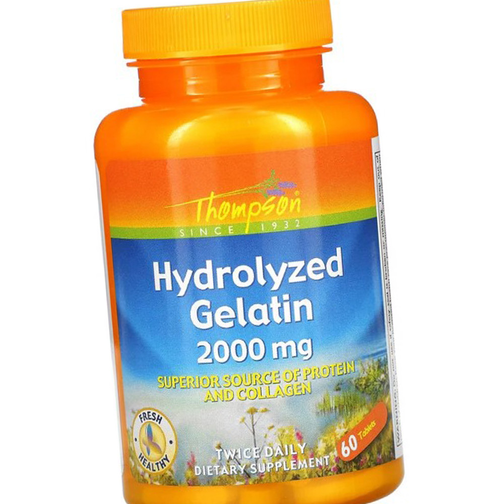 Гідролізат желатину Thompson Hydrolyzed Gelatin 2000 mg 60 таблеток Колаген для суглобів і зв'язок