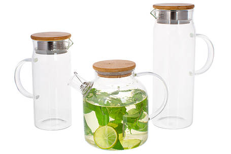 Глечик скляний із бамбуковою кришкою 1.5 л (599-109), фото 2