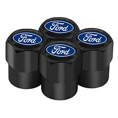 Ковпачки на ніпель із логотипом марки авто Ford Alitek Short Black Форд, 4 шт.