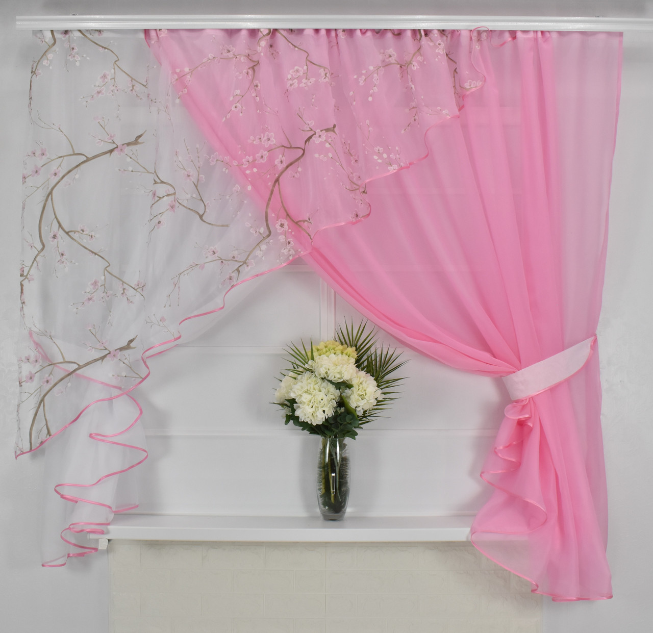Кухонні штори "Сакура" Рожева
