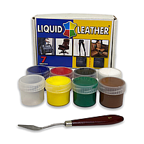 Набір рідкої шкіри LIQUID LEATHER, 7 кольорів, 17 мл + шпатель