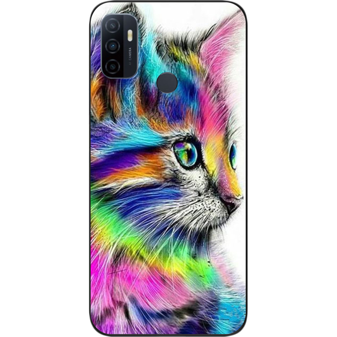 Силіконовий чохол для OPPO A53 з картинкою Різнобарвний котик, фото 1