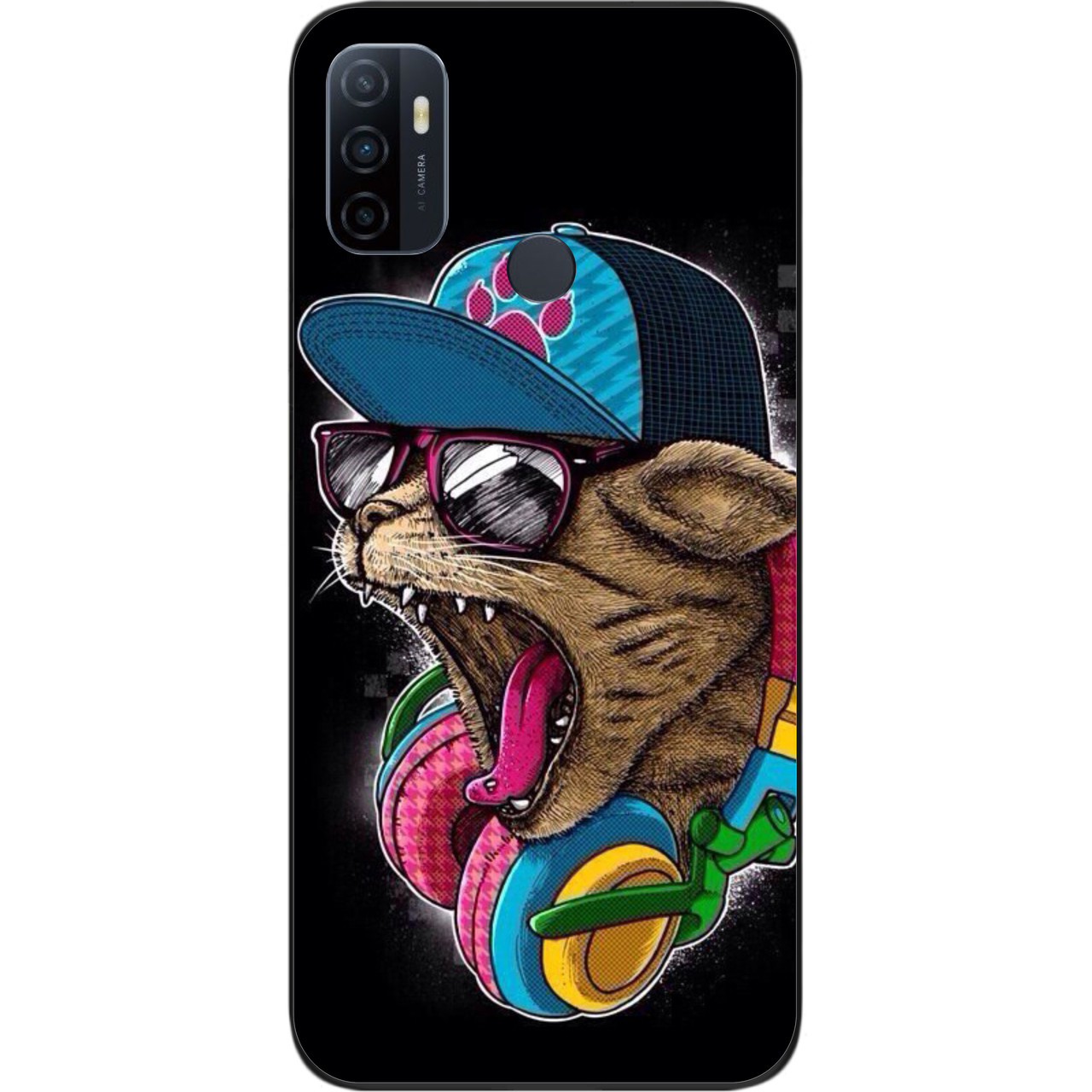 Силіконовий чохол для OPPO A53 з картинкою Модний кіт, фото 1