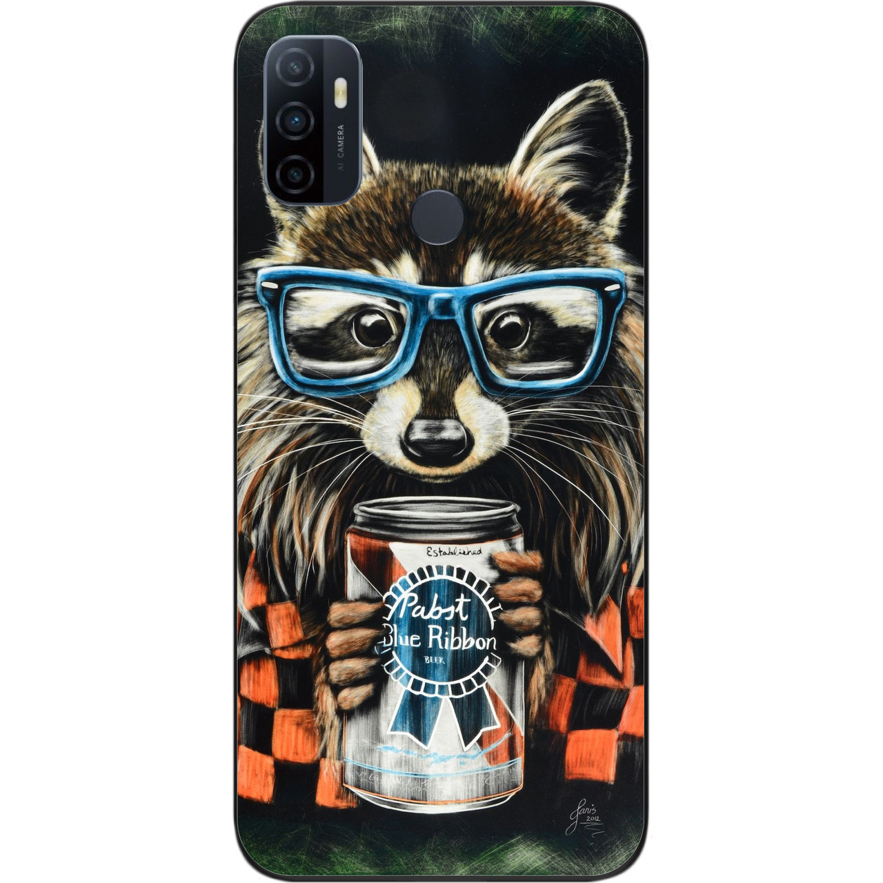 Силіконовий чохол для OPPO A53 з картинкою Єнот в окулярах, фото 1