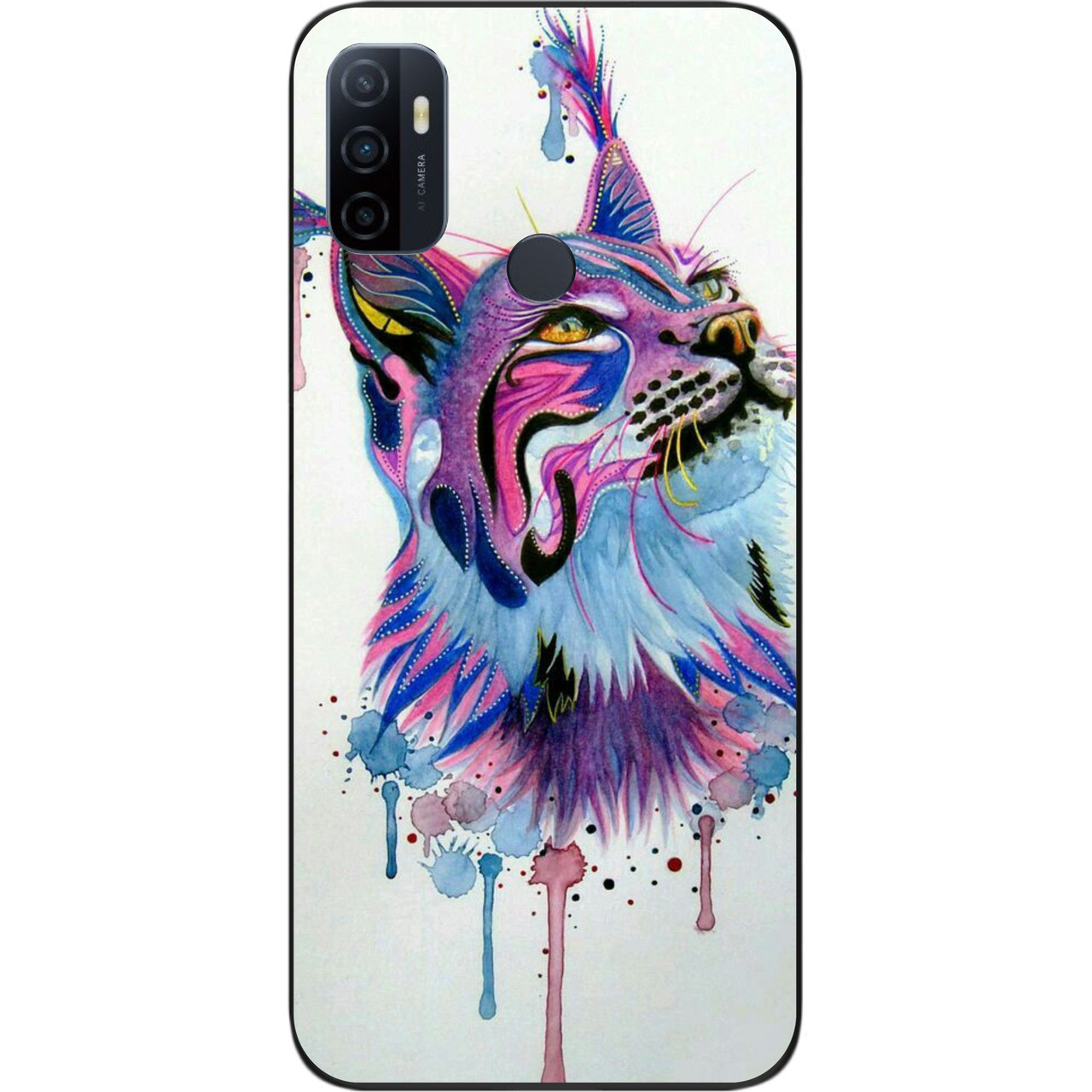 Силиконовый чехол для OPPO A53 с картинкой Рысь акварель