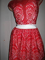 Шикарна гіпюрова червоно-біла сукня розмір 44-46