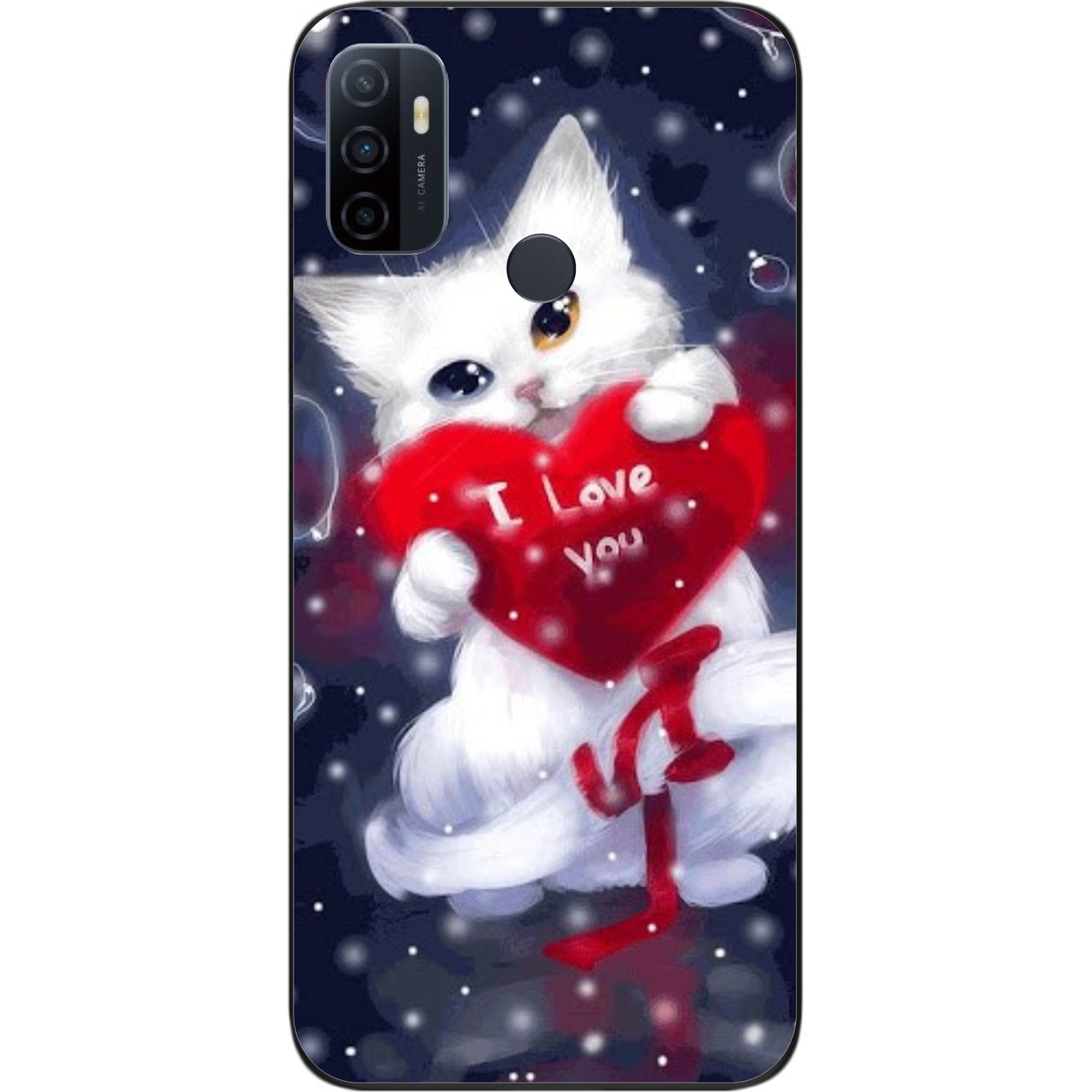 Силіконовий чохол для OPPO A53 з картинкою Котик з серцем, фото 1