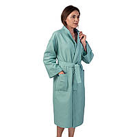 Вафельный халат Luxyart Кимоно размер (46-48) М, 100% хлопок голубой (LS-6523)