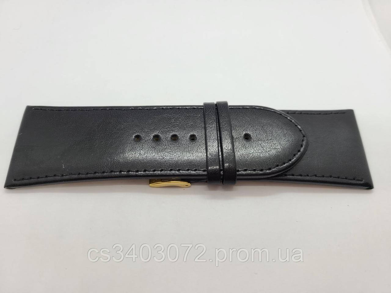 Чорний шкіряний ремінець для годинника з матовим покриттям, прошитий чорної рядком 20 мм (18 мм)