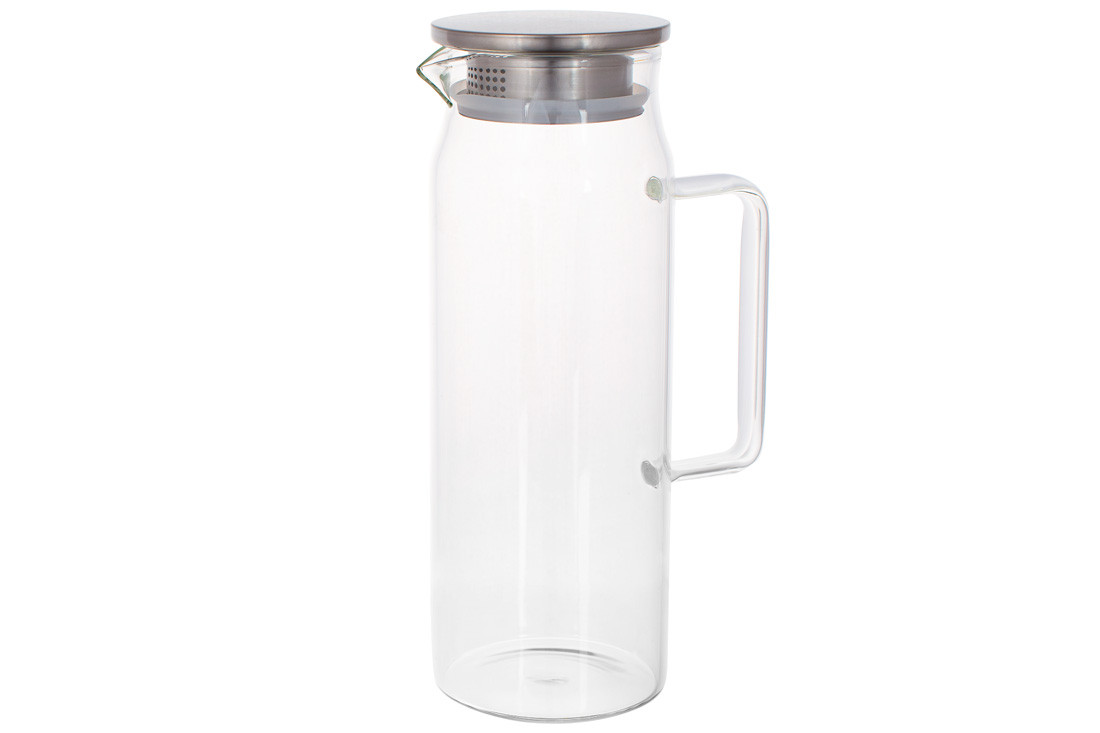 Глечик скляний із кришкою з неіржавкої сталі 1.5 л (599-111)