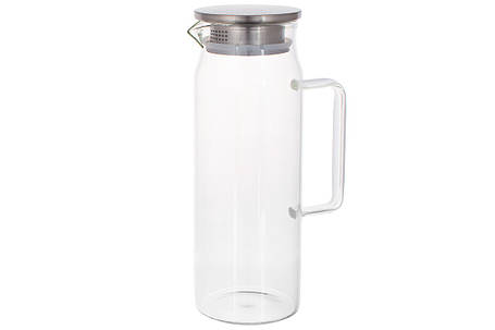 Глечик скляний із кришкою з неіржавкої сталі 1.5 л (599-111), фото 1