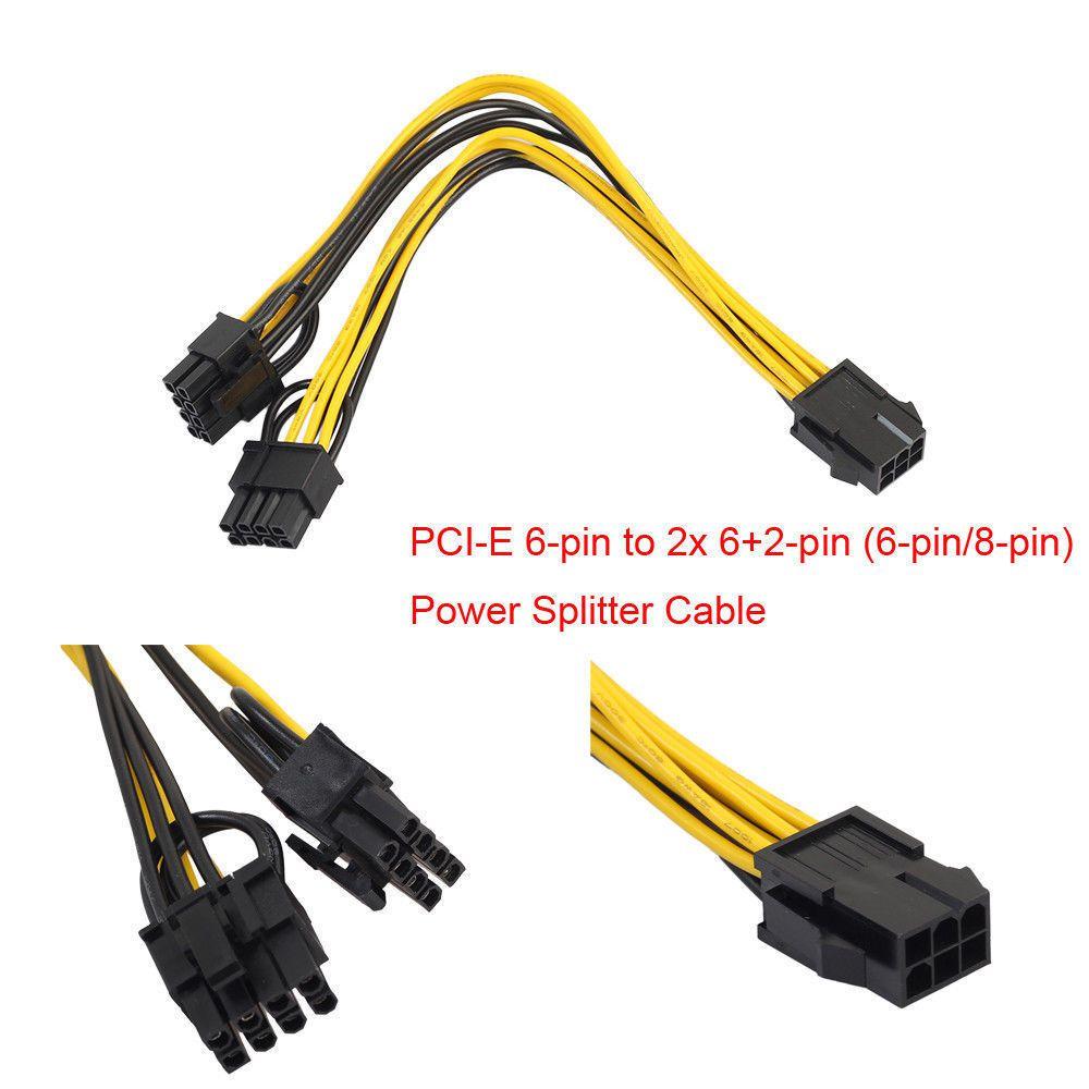 Перехідник живлення відеокарти 6pin (мама) на 2x (6+2)pin (тато) 18AWG
