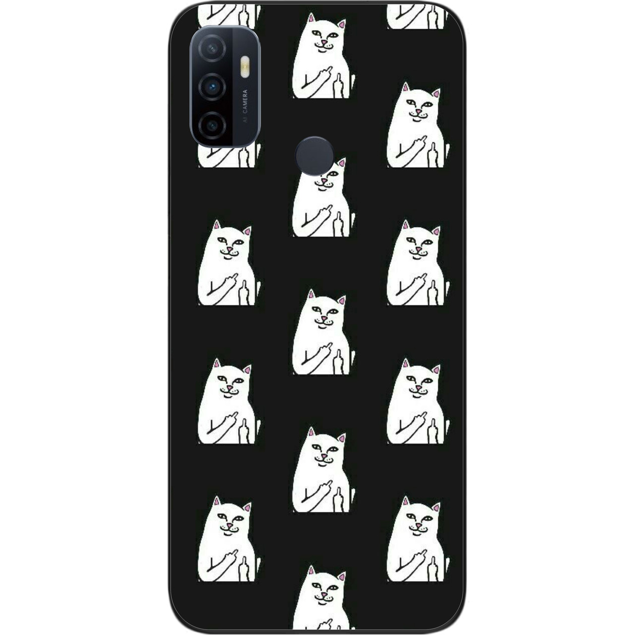 Силіконовий чохол бампер для OPPO A53 з картинкою Білий кіт, фото 1