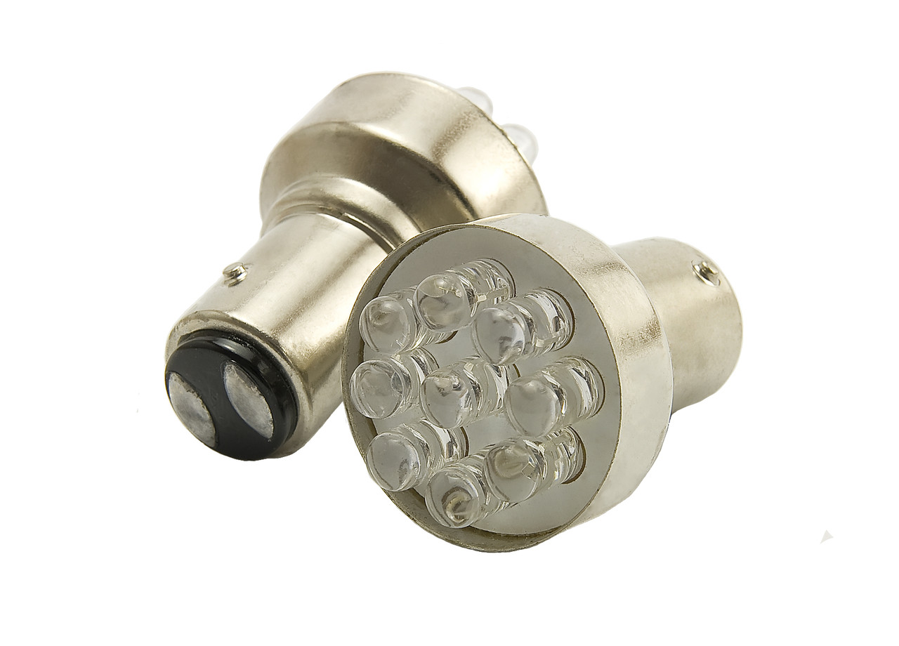 Світлодіодна автомобільна лампа S25 BAY15d 9 LED 12 V WHITE 2 контакти