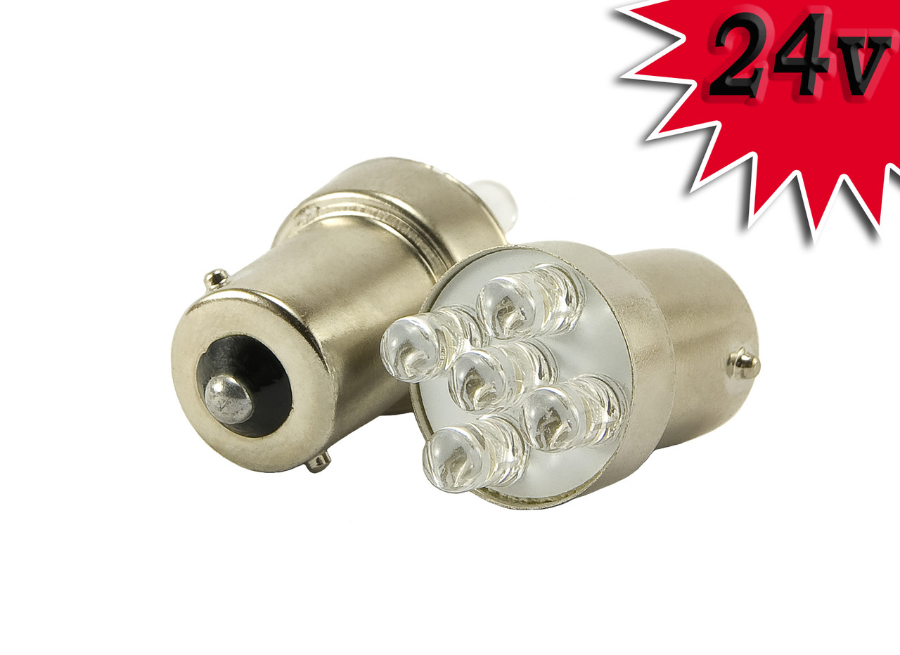 Світлодіодна автомобільна лампа G18,5 BA15s 5 LED 24V WHITE, фото 1