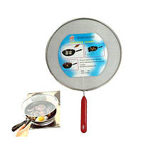 Екран кришка від бризок з ручкою d-28 см Vitol на сковороду багатофункціональна, фото 3